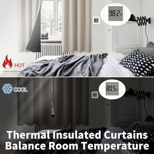 Miniatura 4 de BGment Cortinas 100% opacas con aislamiento térmico para dormitorio con forro negro, doble capa, oscurecimiento de toda la habitación, reducción
