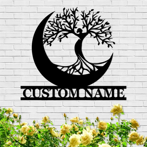 Miniatura 11 de Arte de pared personalizado del Árbol de la vida, decoración personalizada con apellido, letrero de metal para balcón exterior, arte de pared