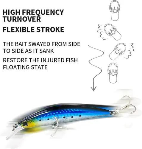 Miniatura 4 de 3 señuelos de pesca de alta calidad para lubina y perca, cebos biónicos realistas, material ABS duradero, ideal para pesca en agua dulce y salada