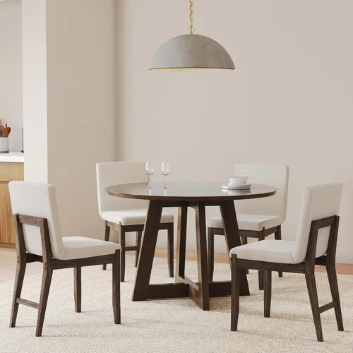 Miniatura 24 de Nathan James Gracie - Silla de comedor moderna, silla de comedor tapizada, lino natural/marrón claro, juego de 4 Lino marrón claro cepillado