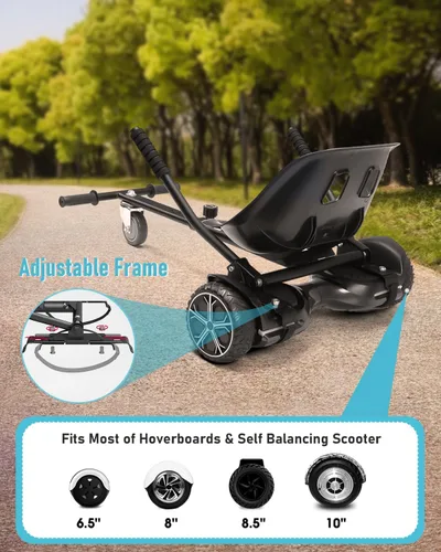 Miniatura 3 de Gyroor Accesorio de asiento de scooter de autoequilibrio, conversión de Go Kart para scooters de autoequilibrio de 6.5 a 10 pulgadas, longitud