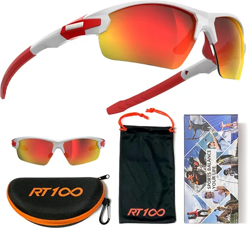 Miniatura 9 de Gafas de sol profesionales Ride Your Way, envolventes, sin marco, para ciclismo, para hombres y mujeres Q5c Blanco/Rojo