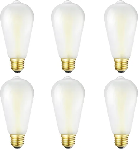 Miniatura 16 de Bombillas LED Edison regulables e26, 4 W, 40 W equivalentes, 400 lm, luz blanca cálida de 2700 K, AC120V, bombillas ST58 con acabado esmerilado