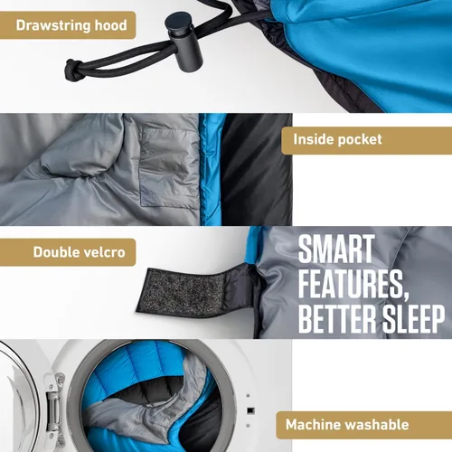 Miniatura 5 de VENTURE 4TH Saco de dormir para mochileros – XXL, tamaños dobles e individuales – Saco de dormir ligero para clima cálido y frío para adultos, niños