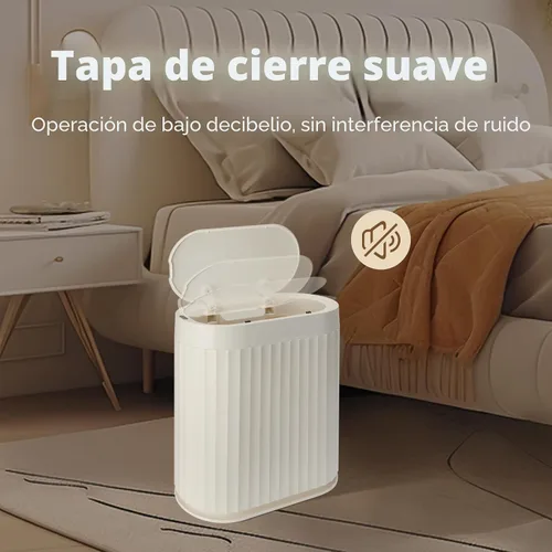 Miniatura 7 de ELPHECO Bote de basura con sensor de 2 galones, resistente al agua IPX5 con sensor de movimiento, cubo de basura automático para baño, oficina, Beige