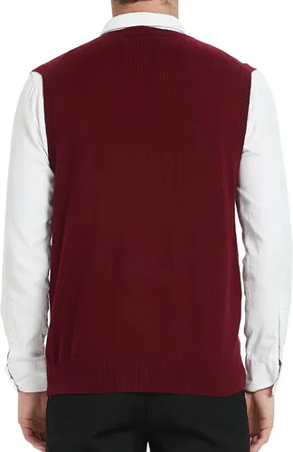 Miniatura 3 de Kallspin Chaleco de mezcla de lana de cachemira para hombre con cuello en V