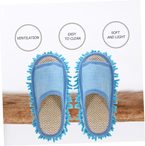Miniatura 3 de Zapatillas de limpieza de pisos de microfibra, zapatos lavables para limpiar el polvo, zapatos de trapeador desmontables para limpieza de pisos