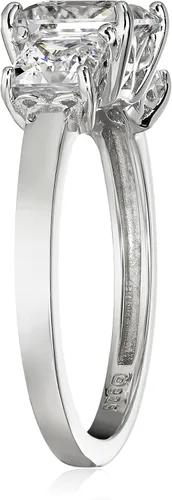 Miniatura 4 de Tienda Essentials Anillo de plata de ley chapada en platino o oro con 3 piedras de corte princesa hecho con circonitas Infinite Elements