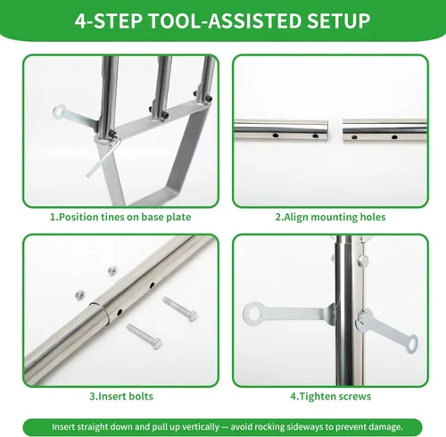 Miniatura 5 de Aireador de césped - Aireador manual con 3 dientes huecos, herramienta de aireación de suelo de acero inoxidable para césped y patio compactado