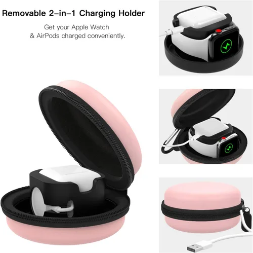 Miniatura 16 de MoKo Caja de almacenamiento compatible con Apple Watch Series 11/10/9/8/7/6/5/4/3/2/1/SE3/SE2/SE, funda protectora portátil de viaje para AirPods