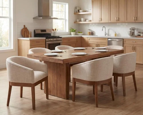 Miniatura 15 de RIVOVA Juego de 2 Sillas de Comedor Beige de Mediados de Siglo Modernas Sillas de Comedor Tapizadas en Lino Sillas de Cocina y Comedor con Respaldo