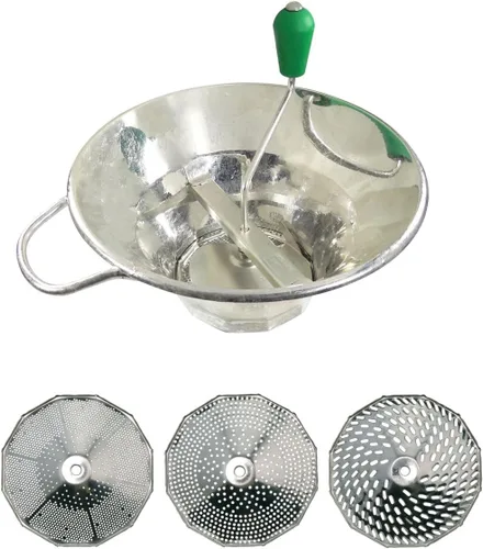 Louis Tellier - Molinillo de alimentos manual estañado - Profesional - Incluye 3 discos - Alta productividad (3.3 lbs/minuto) - Sopa, puré, compota,