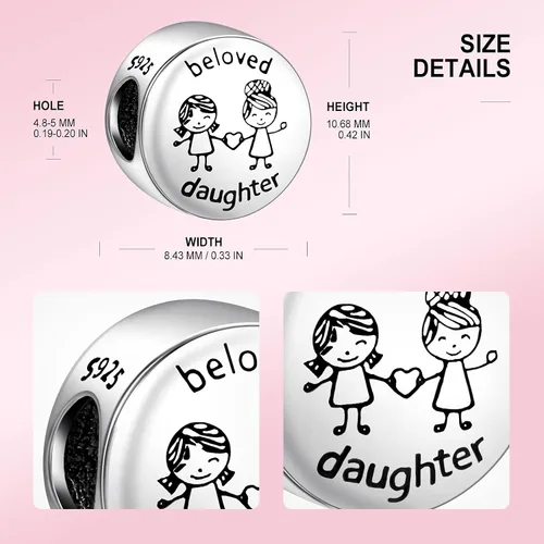 Miniatura 5 de NINGAN Dijes con dije de trébol de corazón con texto en inglés "I Love My Family" para mujer, regalo para mamá, familia, hermana, amigas