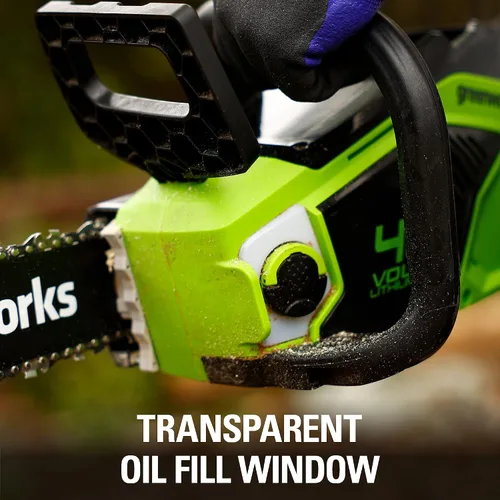 Miniatura 7 de Greenworks - Motosierra inalámbrica de 40 V y 14 pulgadas, eléctrica sin cable (Excelente para limpieza después de tormentas, poda y acampar), solo