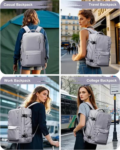 Miniatura 8 de VGCUB - Mochila grande para viaje, trabajo, negocios, mochila para laptop aprobada como equipaje de mano para vuelos, unisex, Gris, X-Grande