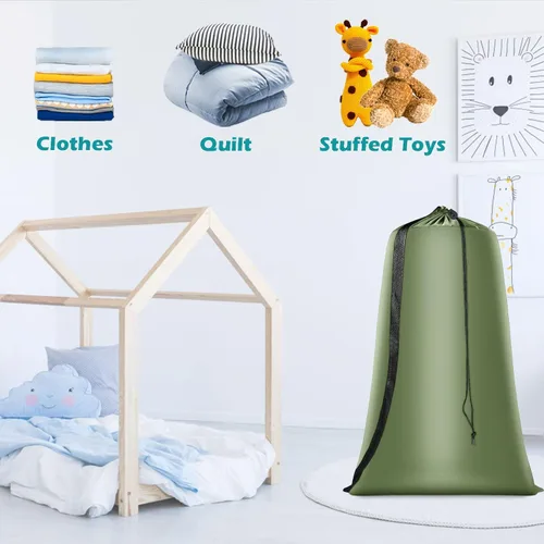 Miniatura 6 de Bolsa de lavandería resistente, paquete de 2 bolsas de lavandería de nailon XL con correas, organizador grande de ropa sucia lavable con cierre
