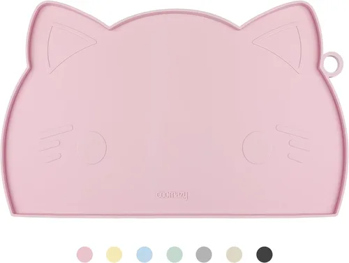 Miniatura 13 de Coomazy Tapete de alimentación para gatos y perros, tapete de silicona antideslizante más grueso con borde elevado, impermeable para alimentos