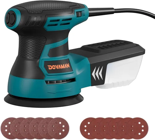 Miniatura 9 de DOVAMAN Lijadora orbital, hasta 13000 rpm, lijadora orbital aleatoria 3A, 6 velocidades variables, 12 papeles de lija, almohadilla de lijado de 5 A.