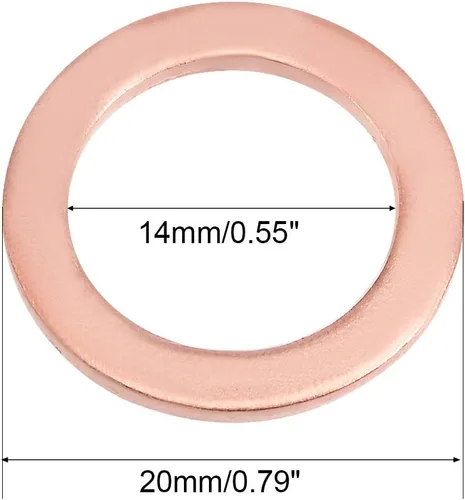 Miniatura 3 de uxcell Arandela plana de cobre de 0.551 in x 0.787 in x 0.059 in para tornillo de tornillo