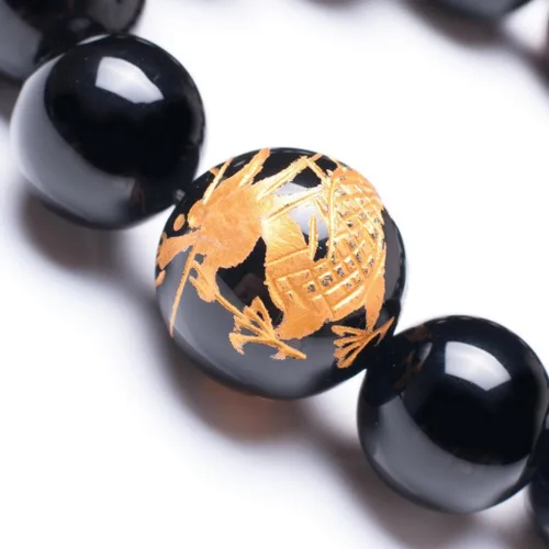 Miniatura 4 de Men's Tiger Eye Stone Elastic Bead Bracelet with Dragon Pattern Bead Dragon & Beaded Bracelet