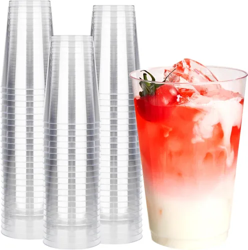 Miniatura 15 de RACETOP 9 oz 100 Pack Gold Glitter Plastic Cups, Disposable Gold Glitter Clear Plastic Cups for Parties, Gatherings, Weddings, and Festival Events
