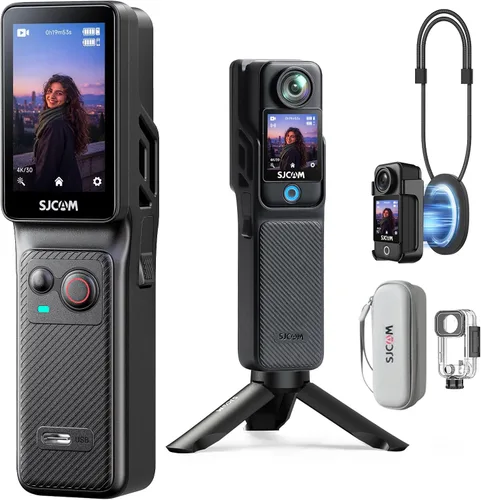 SJCAM C400 Cámara de vlogging de acción 4K, estabilizador EIS de 6 ejes, batería 7H, cámara magnética portátil para vloggers de YouTube, pantalla
