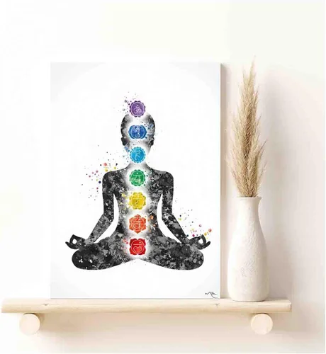 Miniatura 4 de Póster artístico para pared, diseño de acuarela de chakras, yogui, yoga, mediación, estudio de yoga, meditación, mujer, yoga, niña, decoración