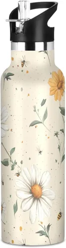 Miniatura 24 de Sport Insulated Water Bottle with Leak Proof Spout Lid Vacuum Insulated BPA-Free Leak Proof for Travel, Camping, Sports, Rustic Daisy Beige