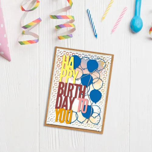 Miniatura 3 de Estivaux Globos de cumpleaños troquelados para hacer tarjetas, troqueles de letras de feliz cumpleaños, plantillas de troqueles de celebración