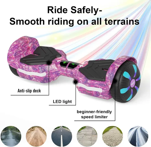 Miniatura 4 de Scooter, luces LED Bluetooth y Corlorful, potencia de rango de 7.5 mph y millas por motor dual de 250 W, regalos para niños y adultos, niñas y niños