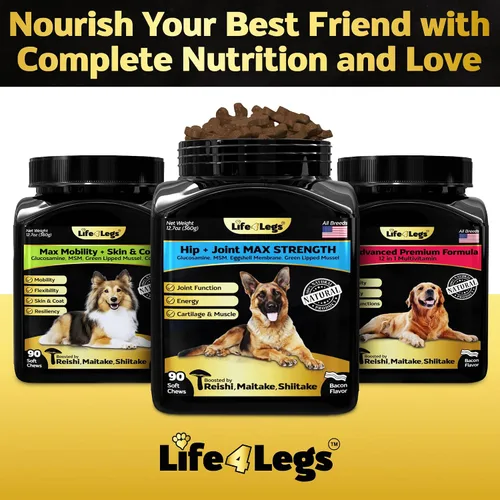 Miniatura 8 de Suplemento prémium para cadera y articulaciones para perros, glucosamina para perros con condroitina, MSM, cúrcuma y omega 3, suplemento diario