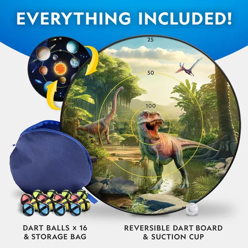 Miniatura 5 de National Geographic - Tabla de dardos para niños, juego de dardos con diana reversible ligera de 28 pulgadas y bolas adhesivas en 4