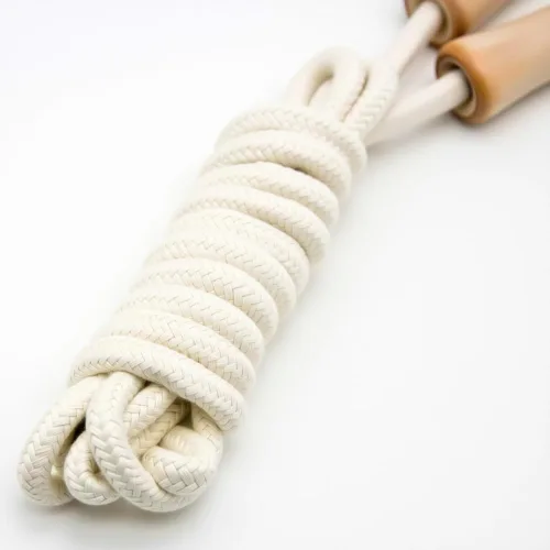 Miniatura 5 de Cuerda de saltar para niños – Mango de madera – Cuerda de saltar ajustable de algodón trenzado para niños pequeños fitness entrenamiento ejercicio