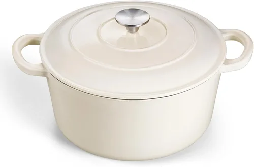 Miniatura 25 de TeamFar 6QT Horno Holandés con Tapa, Olla de Cocina de Hierro Fundido Esmaltada Antiadherente para Guisar, Hornear, Brasear, Apto para Varias Azul