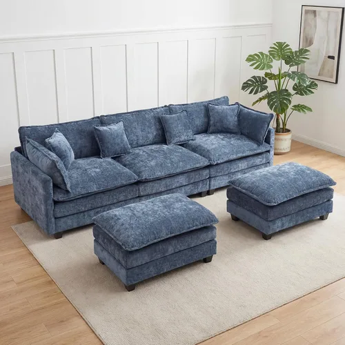 Miniatura 21 de Sofá seccional, cómodo sofá modular de nube, sofá modular de asiento profundo, sofá moderno en la nube, sofás modulares para sala de estar, Beige