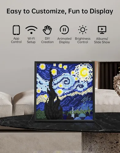 Miniatura 4 de Divoom Pixoo-64 - Marco Digital WiFi de Pixeles en la Nube con Control de APP, Marco de Pantalla LED de 64 X 64 Paneles para Decoración de Sala