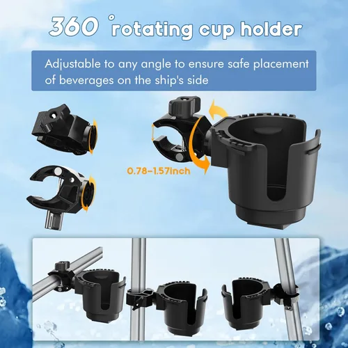 Miniatura 4 de Portavasos con abrazadera de aluminio de 0.6 a 1.5 pulgadas, soporte para bebidas para ATV, motocicleta, bicicleta, silla de ruedas, carrito