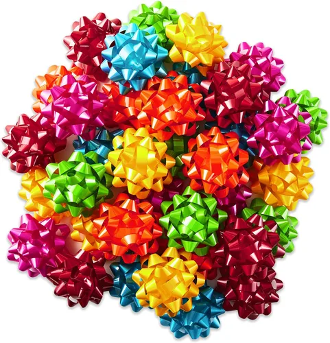 Miniatura 8 de Hallmark Surtido de lazos de regalo (30, 2 tamaños) rojo, blanco, rosa, azul, amarillo, plata, dorado para Navidad, Hanukkah, cumpleaños, bodas