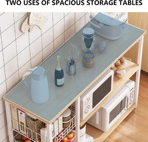 Miniatura 7 de Shelves Kitchen Storage Shelves with Cabinet Doors, Multi-Layer Floor Standing Rack Shelf Ideal for Bathroom, Closet, Garage, Organizers and