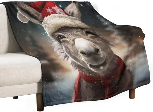 Miniatura 48 de Manta cálida de Navidad Folk Botanicals de microforro polar ultrasuave y cálida, acogedora manta ligera, manta rústica de vacaciones de 30 x 40