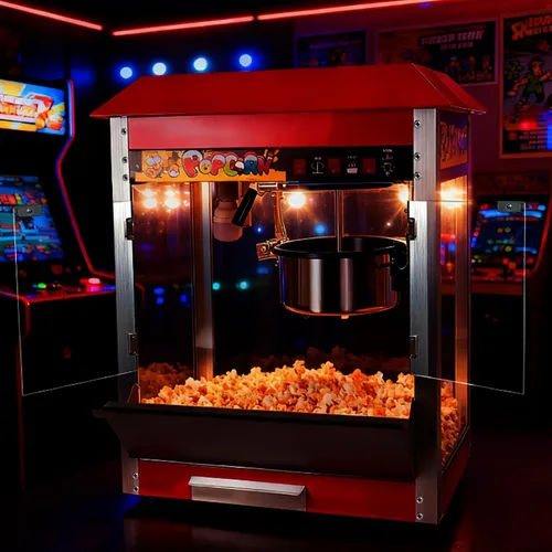 Miniatura 6 de Máquina para hacer palomitas de maíz para encimera de 1300 W, hace hasta 10 porciones, popper comercial con control de 3 interruptores y puertas