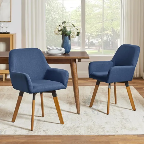 Art Leon Sillas de comedor giratorias, juego de 2 sillas modernas de mediados de siglo, sillas tapizadas de tela de lino para cocina, comedor, silla