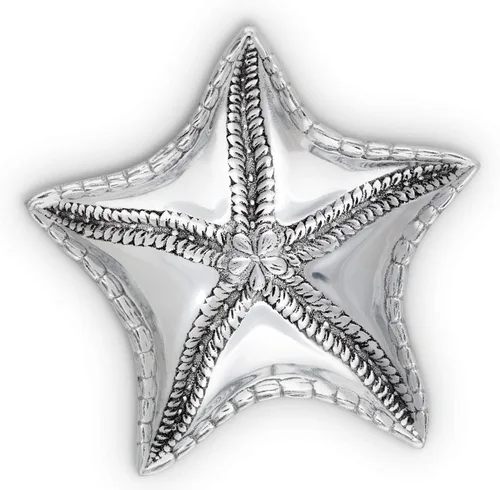 Miniatura 2 de Arthur Court Bandeja de tocador de aluminio con estrellas de mar, organizador de almacenamiento de escritorio, catchall, valet, mesita de noche