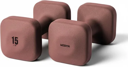 Miniatura 23 de WeGym SafeGrip Square Dumbbells with Anti Slip Handles, Aesthetic Free Weights for Home Workouts, Stable Design Prevents Rolling during Floor