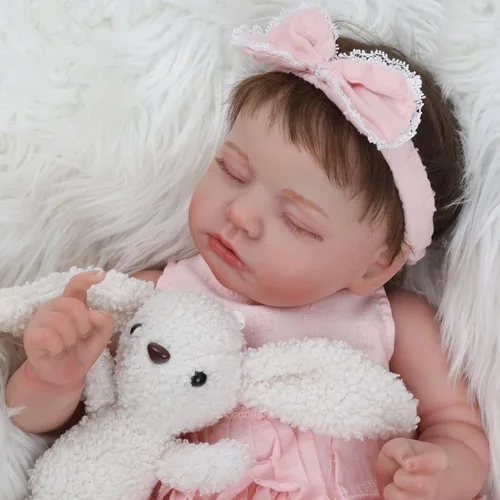 Miniatura 9 de Muñecas Reborn – Muñeca de bebé recién nacida realista de 20 pulgadas, cuerpo de tela hecha a mano, con peso suave, juego de regalo pintado avanzado