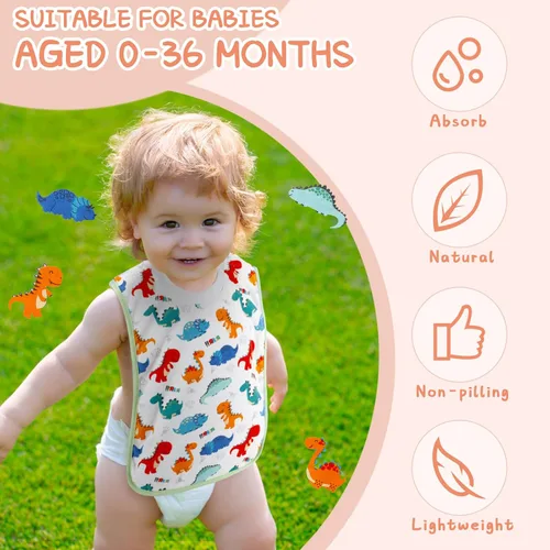 Miniatura 5 de Newwiee 5 baberos grandes para bebés, baberos suaves y absorbentes, cobertura completa, baberos para niños pequeños baberos baberos baberos