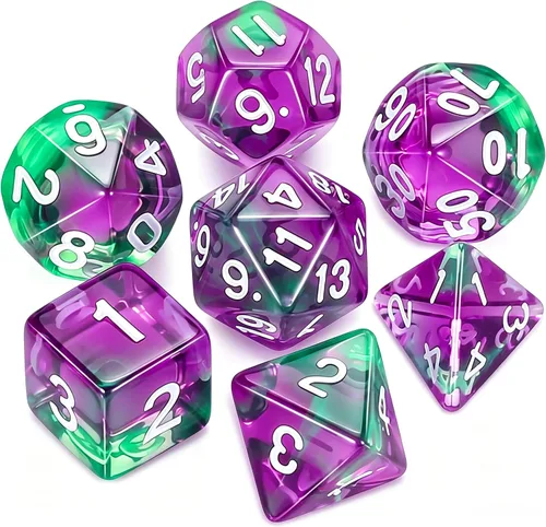 Miniatura 17 de QMAY DND Juego de Dados - 7 Piezas de Dados Poliédricos con Bolsa de Dados D&D para Mazmorras y Dragones, RPG, MTG, Juegos de Rol