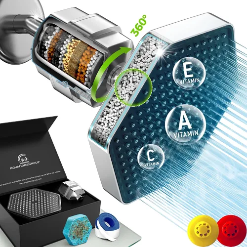 Miniatura 11 de AquaHomeGroup Juego de cabezal de ducha filtrado de lujo, filtro de ducha de 20 etapas para agua dura, cloro, fluoruro, metales pesados, cabezal