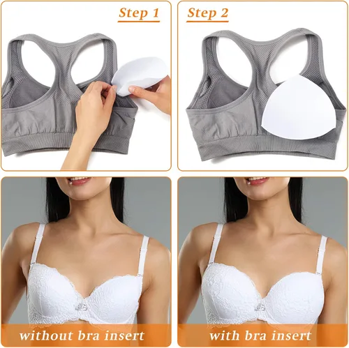 Miniatura 4 de Geyoga 12 pares de inserciones de brasier deportivo triangular, almohadillas de inserción de brasier extraíble
