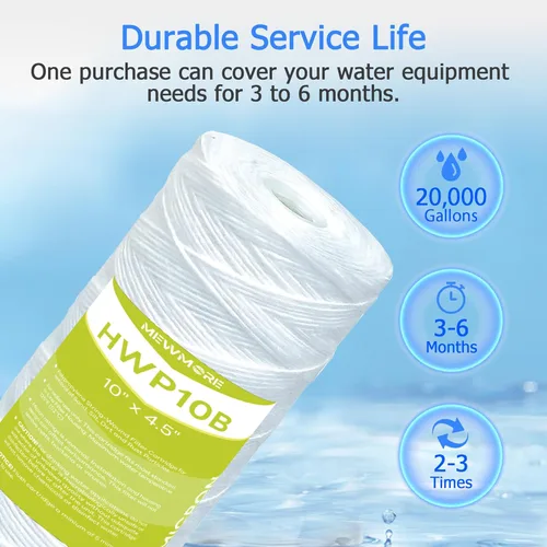 Miniatura 6 de Cartucho de filtro de agua de 5 micrones para toda la casa, filtros de sedimentos para heridas de cuerda para agua de pozo, repuesto para cartuchos